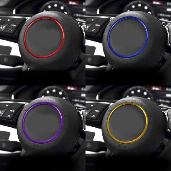 1ピース 適用: アウディ/AUDII 2013-2016 A3/A4L/Q3/Q5/A5/A6L ステアリング ホイール 装飾 ブライト サークル ステッカー レッド~ゴールド AL-PP-5319 AL Interior parts for cars|オートパーツエージェンシー