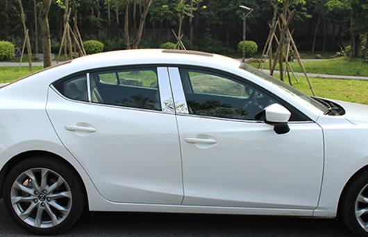 6ピース 適用: MAZDA3 アクセラ 2014-2017 ウィンドウ スパンコール ウインドウ B 列 ステンレス スチール 装飾 ステッカー AL-PP-5402 AL Interior parts for cars