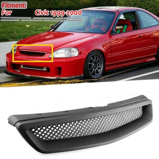 マット ブラック フロント エンジン フード メッシュ グリル バンパー レーシング 適用: ホンダ シビック EK CX DX EX HX LX タイプ R 1999-2000 タイプ1 AL-PP-7209 AL Exterior parts for cars