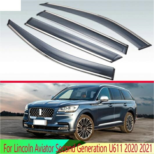 適用: リンカーン/LINCOLN アビエーター 第二世代 U611 2020 2021 プラスチック エクステリア バイザー 吹き出し口 シェード ウインドウ サン レイン ガード デフレクター 4ピース AL-QQ-3233 AL Exterior parts for cars｜オートパーツエージェンシー