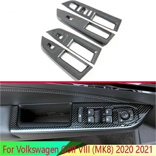 適用: フォルクスワーゲン/VOLKSWAGEN ゴルフ VIII MK8 2020 2021 カーボンファイバー調 ドア ウインドウ アームレスト カバー スイッチ パネル トリム モールディング ガーニッシュ AL-QQ-3278 AL Interior parts for cars 13,360円