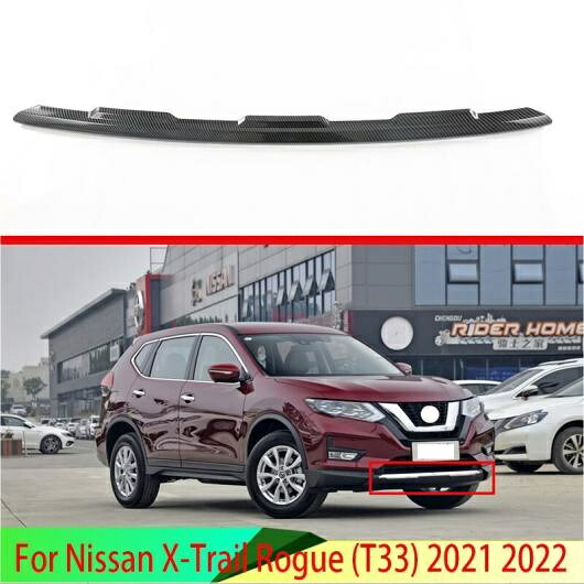 適用: 日産 X-トレイル ローグ T33 2021 2022 カーボンファイバー調 メッキ バー バンパー カバー シールド トリム モールディング ロワー グリル AL-QQ-3402 AL Exterior parts for cars