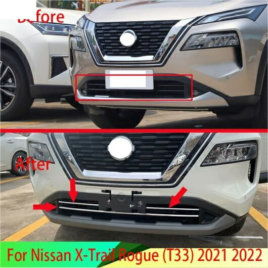 適用: 日産 X-トレイル ローグ T33 2021 2022 ステンレス スチール フロント グリル アクセント カバー ロワー メッシュ トリム モールディング スタイリング ベゼル ガーニッシュ AL-QQ-3403 AL Exterior parts for cars