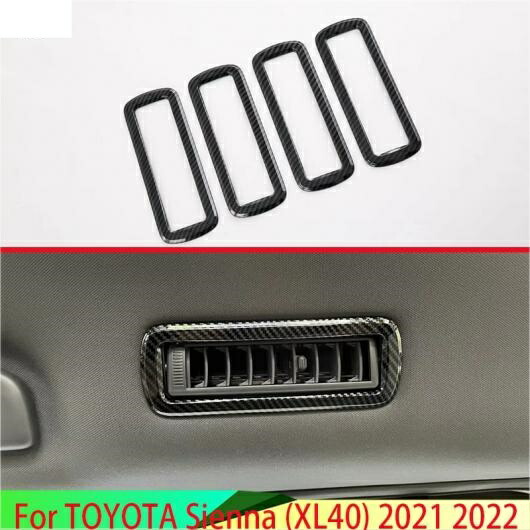 AL適用:トヨタシエナXL4020212022カーボンファイバー調ルーフ通気口フレームトリムカバーカーボン調AL-QQ-3559