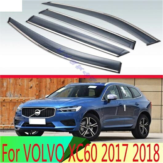 適用: ボルボ/VOLVO XC60 2017 2018 プラスチック エクステリア バイザー 吹き出し口 シェード ウインドウ サン レイン ガード デフレクター 4ピース AL-QQ-3917 AL Exterior parts for cars｜オートパーツエージェンシー