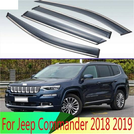 適用: ジープ/JEEP コマンダー 2018 2019 プラスチック エクステリア バイザー 吹き出し口 シェード ウインドウ サン レイン ガード デフレクター 4ピース AL-QQ-4016 AL Exterior parts for cars|オートパーツエージェンシー