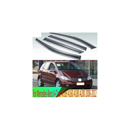 適用: メルセデス・ベンツ A-クラス W169 A160 A180 A200 2008-2012 プラスチック エクステリア バイザー 吹き出し口 シェード ウインドウ サン レイン ガード デフレクター 4ピース AL-QQ-3964 AL Exterior parts for cars