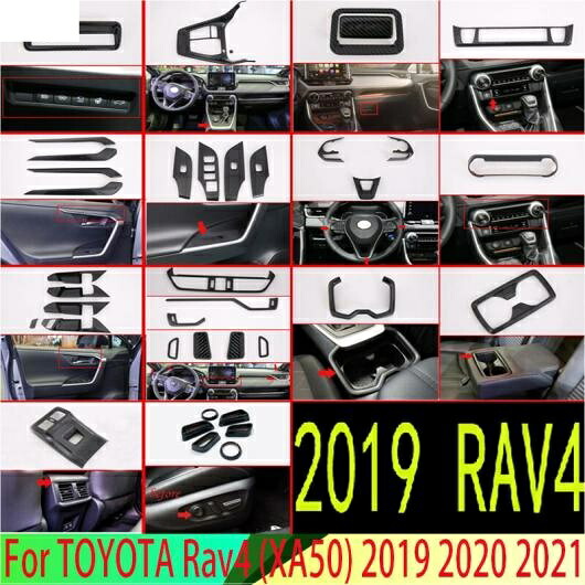 適用: トヨタ RAV4 XA50 2019 2020 2021 カーボンファイバー調 インサイド インテリア カバー トリム フル セット 39 ピース AL-QQ-4358 AL Interior parts for cars