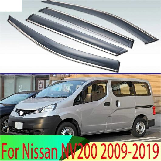 適用: 日産 NV200 2009-2019 プラスチック エクステリア バイザー 吹き出し口 シェード ウインドウ サン レイン ガード デフレクター 4ピース AL-QQ-4505 AL Exterior parts for cars