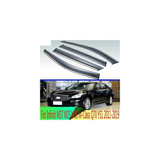 適用: インフィニティ/INFINITI M37 M25 M56 M-クラス Q70 Y51 2011-2019 プラスチック エクステリア バイザー 吹き出し口 シェード ウインドウ サン レイン ガード デフレクター 4ピース AL-QQ-4211 AL Exterior parts for cars
