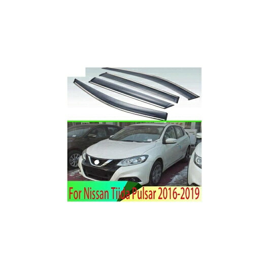 適用: 日産 ティーダ パルサー 2016-2019 3代目 C13 プラスチック エクステリア バイザー 吹き出し口 シェード ウインドウ サン レイン ガード デフレクター 4ピース AL-QQ-4472 AL Exterior parts for cars｜オートパーツエージェンシー