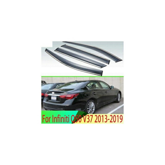 適用: インフィニティ/INFINITI Q50 V37 2013-2019 プラスチック エクステリア バイザー 吹き出し口 シェード ウインドウ サン レイン ガード デフレクター 4ピース AL-QQ-4521 AL Exterior parts for cars|オートパーツエージェンシー
