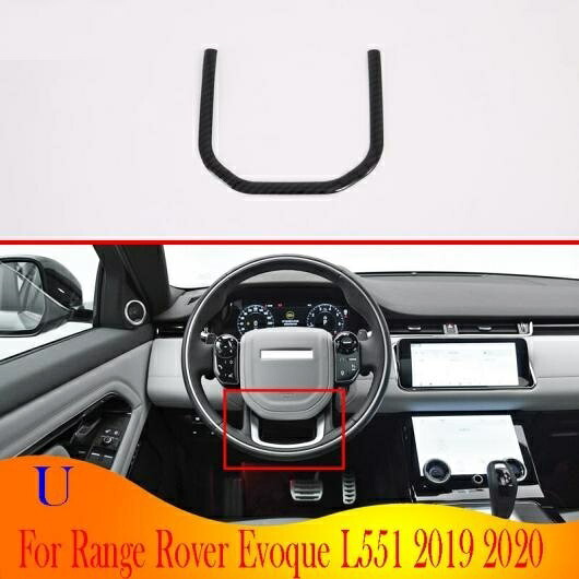 適用: レンジ ローバー/ROVER イヴォーク L551 2019 2020 カーボンファイバー調 ステアリング U ホイール パネル カバー ベゼル トリム AL-QQ-4738 AL Interior parts for cars