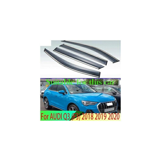 適用: アウディ/AUDI Q3 F3 2018 2019 + プラスチック エクステリア バイザー 吹き出し口 シェード ウインドウ サン レイン ガード デフレクター 4ピース AL-QQ-4675 AL Exterior parts for cars