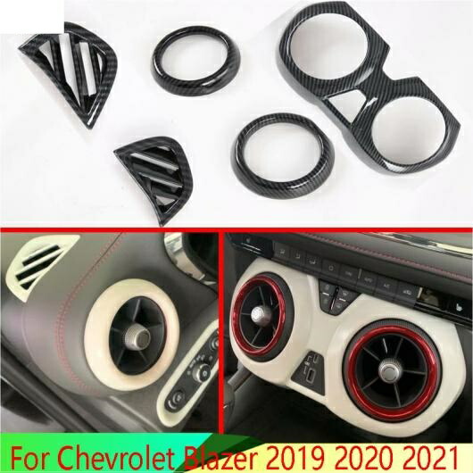 適用: シボレー/CHEVROLET ブレイザー 2019-2021 カーボンファイバー調 通気口 カバー ダッシュボード トリム ベゼル フレーム モールディング ガーニッシュ AL-QQ-5140 AL Interior parts for cars