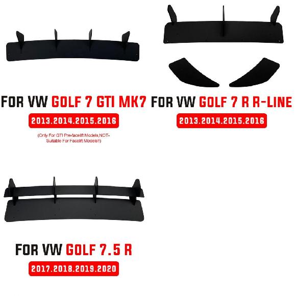 適用: VW ゴルフ 7 GTI 7R 7.5R MK7 MK7.5 2013-2016 マットブラック リア バンパー ディフューザー テール エプロン フラップ サイド スプリッター ゴルフ 7 GTI～ゴルフ 7.5R AL-QQ-5536 AL Exterior parts for cars