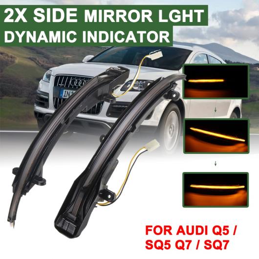 1ペア バックミラー ミラー シグナル ランプ ハイライト LED ダイナミック ターン ライト イエロー 適用: Q5 8R 2008-2017 Q7 4L フェイスリフト 2009-2015 AL-QQ-6158 AL Car parts