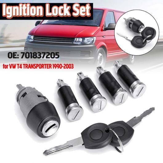 7ピース イグニッション スイッチ 4ドア ロック バレル 2 キーセット 701837205 適用: VW T4 カラベル MK IV 1990-2003 トランスポーター ダブル BARN ドア AL-QQ-6462 AL Exterior parts for cars
