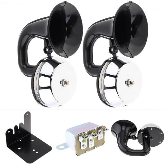 12V/24V 126DB ABS + 金属 スーパー ラウド デュアル トランペット エア ホーン 防水 防塵 ブラケット/リレー コンプレッサー不要 12V AL-RR-5233 AL Car parts 19,866円