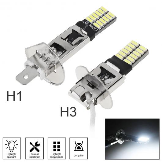 H1 H3 ユニバーサル CAN-BUS スーパー ブライト LED バルブ フォグライト ヘッドライト 4014 24SMD 12V 6000K ランニング ライト オート オートバイ ランプ 3ピース H3 AL-RR-5262 AL Car light