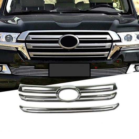 フロント メッシュ グリル カバー トリム 適用: トヨタ ランドクルーザー 200 FJ200 2016 ABS クローム 装飾 アクセサリー AL-QQ-8587 AL Exterior parts for cars