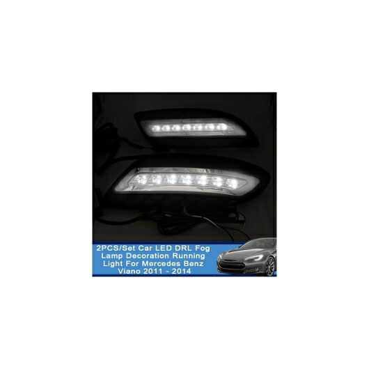 2ピース/セット LED DRL フォグランプ 装飾 ランニング ライト 適用: メルセデス・ベンツ ビアノ 2011-2014 12V デイタイム デイライト ライト AL-QQ-8463 AL Car light｜オートパーツエージェンシー