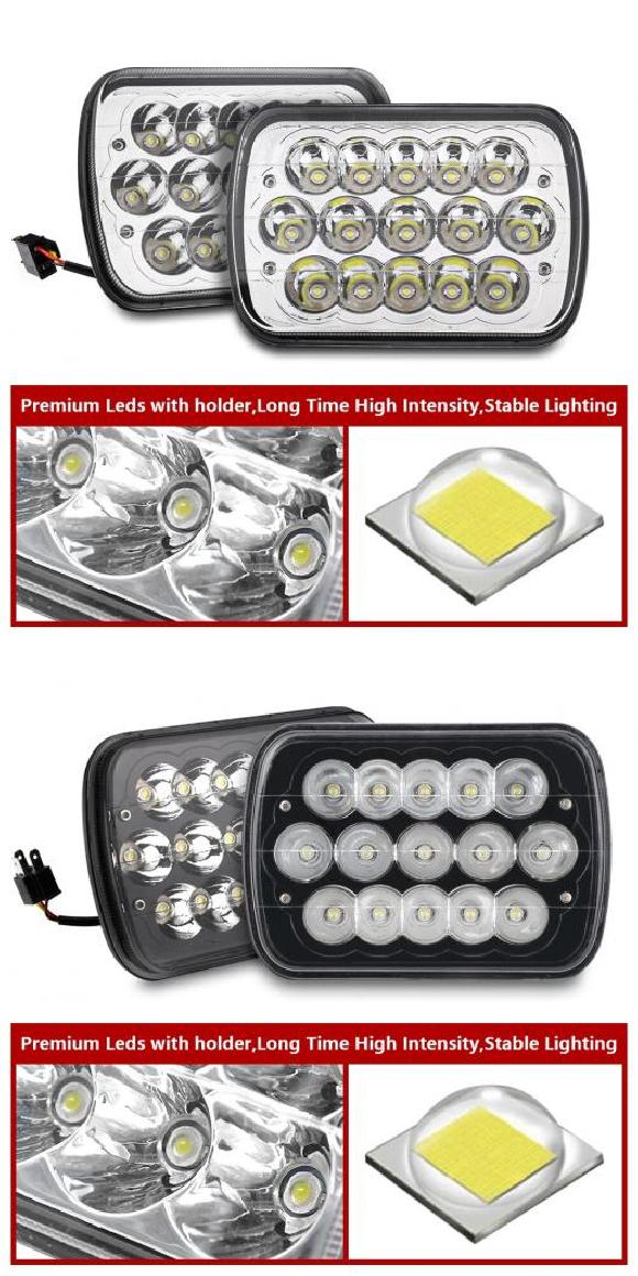 2021 6X7 インチ 長方形 LED ヘッドライト 適用: ジープ/JEEP ラングラー YJ チェロキー/CHEROKEE XJ トヨタ ピックアップトラック 4X4 シルバー 2ピース・ブラック 2ピース AL-RR-5830 AL Car parts