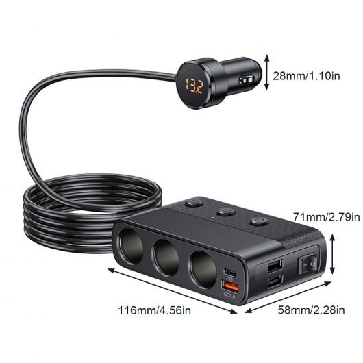 7 ポート シガーソケット スプリッタ 128W PD QC3.0 クイック 充電 USB チャージャー 12V/24V ソケット アダプタ 1 セット AL-RR-6805 AL Car parts