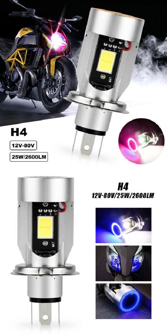 ブルー エンジェル アイ H4 LED オートバイ ヘッドライト 9003 スクーター バルブ ライト アクセサリー DC モーターバイク DRL 12-80V HB2 ヘッドランプ HI/LO バルブ レッド・ブルー AL-SS-0598 AL Motorcycle parts