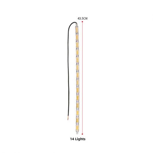 2ピース DRL LED デイタイムランニングライト ストリップ フレキシブル 防水 ヘッドライト ウインカー イエロー ランプ 装飾 ドライビング ライト 14LED AL-SS-0978 AL Car parts
