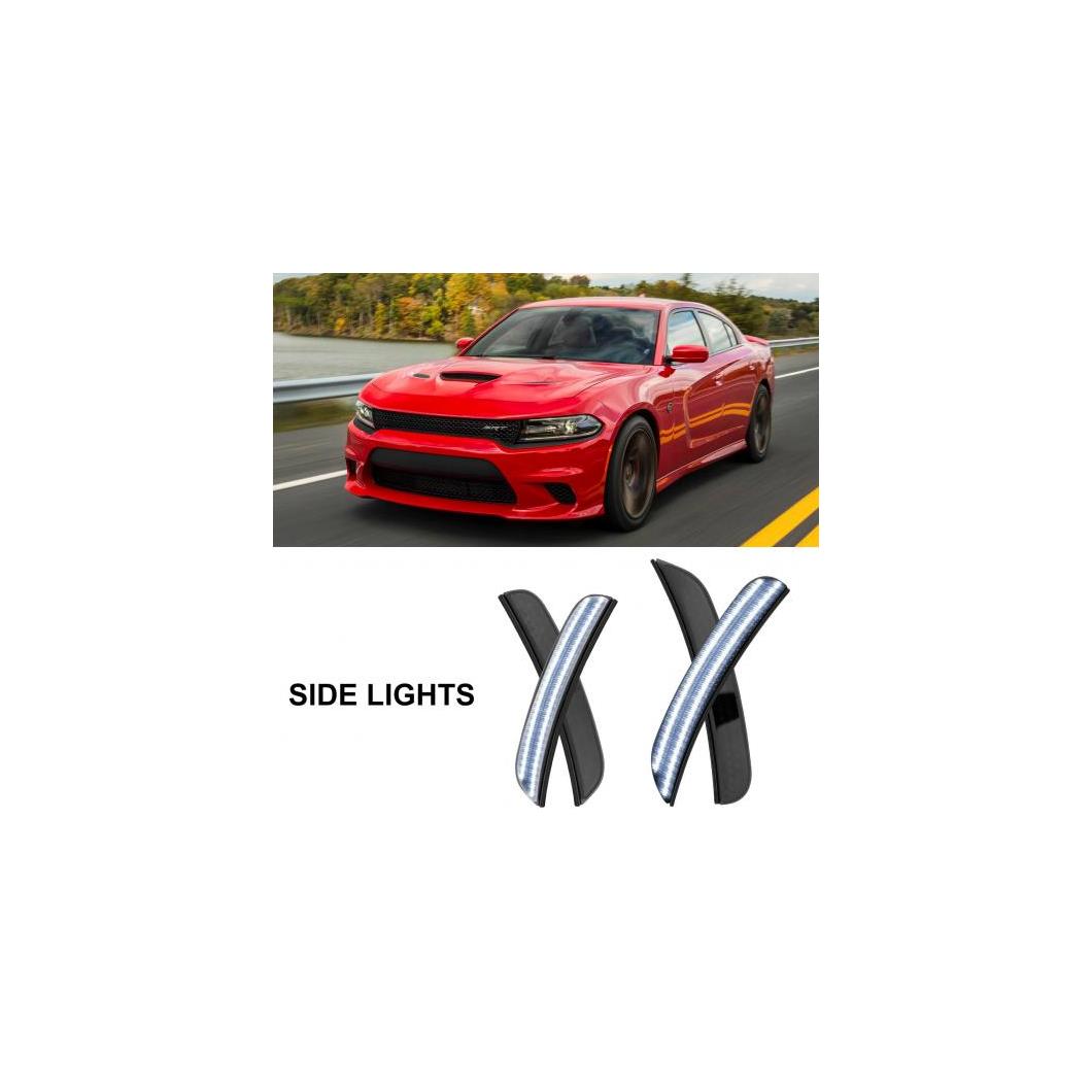 4ピース フロント + リア スモーク ポジション ライト 15-21 ダッジ チャージャー ホワイト LED ライト バー AL-SS-0810 AL Car parts|オートパーツエージェンシー