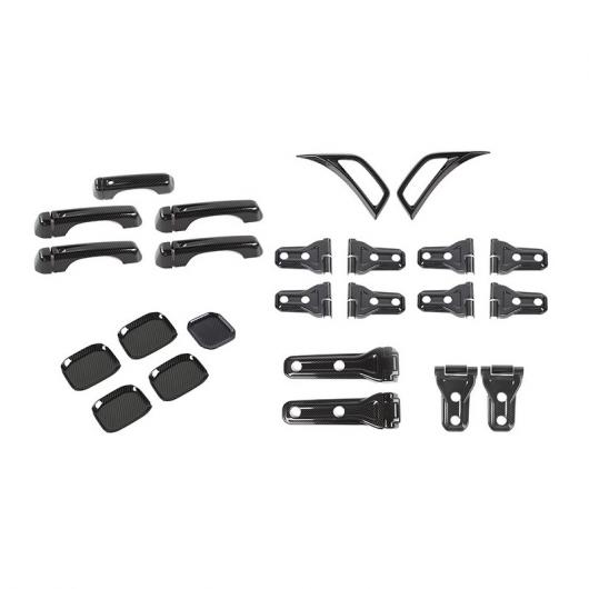 カーボンファイバー調 ブラック レッド ABS エクステリア 装飾 カバー トリム キット 適用: ジープ/JEEP ラングラー JL 2018～ 4ドア アクセサリー 41ピース カーボンファイバー AL-RR-2647 AL Car parts