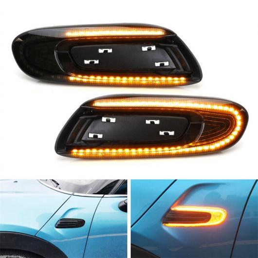 シーケンシャル ブリンク アンバー LED フェンダー サイド マーカー 適用: ミニ クーパー F55 F56 F57 クリア/スモーク AL-SS-1700 AL Car parts