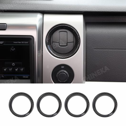 カーボンファイバー調 ステッカー インテリア 装飾 カバー アクセサリー 適用: フォード/FORD F150 ラプター 2009-2014 通気口 リング AL-RR-3101 AL Exterior parts cars