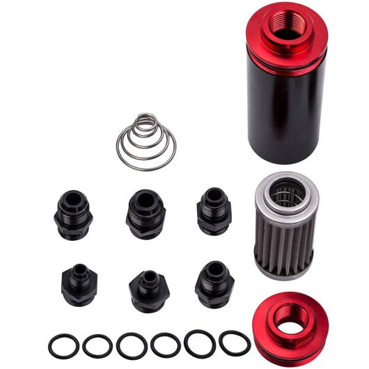 ブラック＆レッド AN6 AN8 AN10 インライン フューエル フィルター ハイ フロー 100 ミクロン クリーン SS AL-SS-2568 AL Car parts｜オートパーツエージェンシー