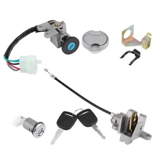イグニッション スイッチ キー ロック ガス タンク キャップ セット 適用: GY6 50CC JONWAY Taotao Roketa スクーター モペッド バイク シルバー AL-RR-3418 AL Car parts