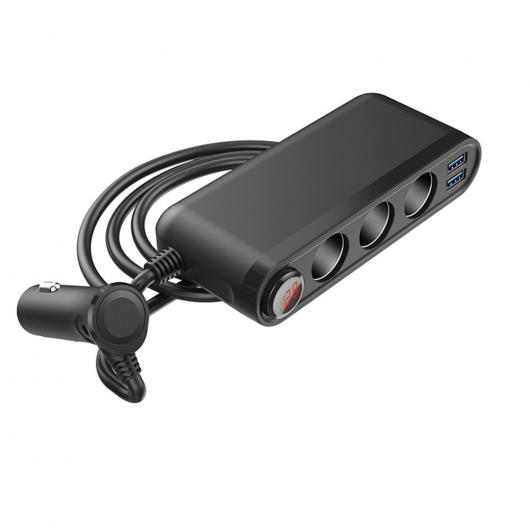 シガーソケット アダプタ スプリッタ 120W QC3.0 USB チャージャー 4ポート ソケット 電圧計 ブラック AL-RR-4036 AL Car parts