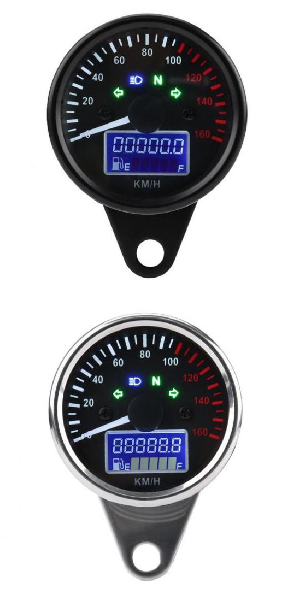 オートバイ スピードメーター ユニバーサル オートバイ パネル スピードメーター 0~160KM/H オートバイ デジタル LED LCD スピード ゲージ レトロ ブラック・シルバー AL-RR-3556 AL Car parts