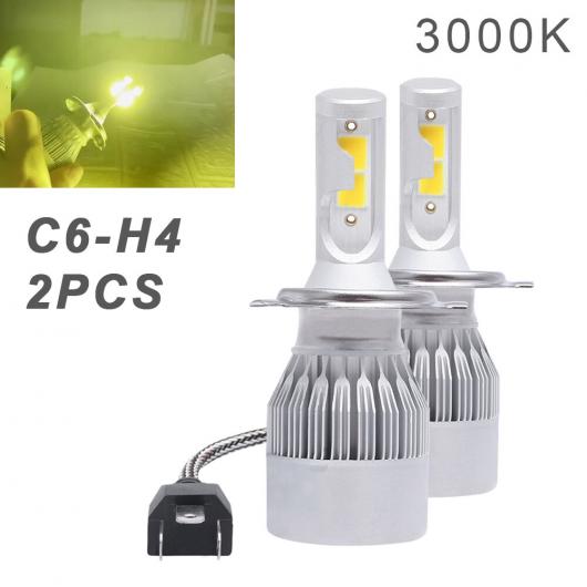 2ピース H4 C6 3800LM 3000K 36W COB LED ヘッドライト キット HI/LO ライト バルブ 防水 デイタイム ランニング ライト AL-RR-4379 AL Car parts