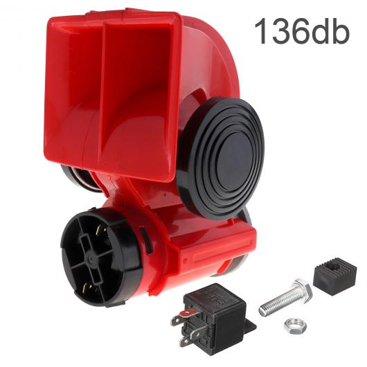 ユニバーサル 12V エア ホーン 136DB 電動 レッド カタツムリ トラック エア ホーン 防水 スーパー ラウド ホーン 適用: オートバイ トラック SUV ボート AL-RR-4527 AL Car parts