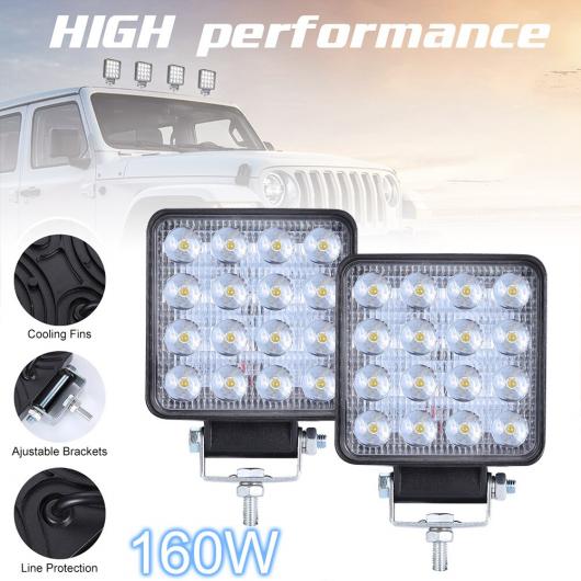 2ピース 160W 6000K LED ワーク ライト 16000LM ユニバーサル 防水 IP67 オフ-ロード スポット ライト バー 適用: SUV ボート 4X4 ジープ/JEEP JK 4WD トラック AL-RR-4537 AL Car parts