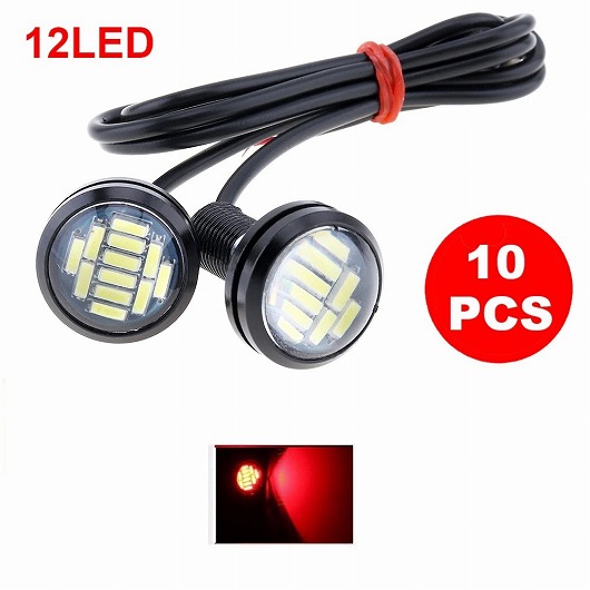 10ピース 22mm イーグル アイ ハイ パワー 4014 12SMD 12V フォグ DRL バルブ リバース バックアップ パーキング シグナル ライト レッド AL-RR-4875 AL Car parts
