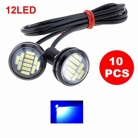 10ピース 22mm イーグル アイ ハイ パワー 4014 12SMD 12V フォグ DRL バルブ リバース バックアップ パーキング シグナル ライト ブルー AL-RR-4875 AL Car parts