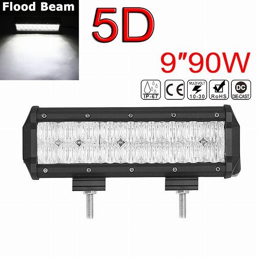 9インチ 90W 防水 IP 68 9000LM 5D レンズ LED ライト バー 投光ランプ スポット ワーク ランプ SUV ATV 4WD フラッドライト AL-RR-4943 AL Car parts|オートパーツエージェンシー