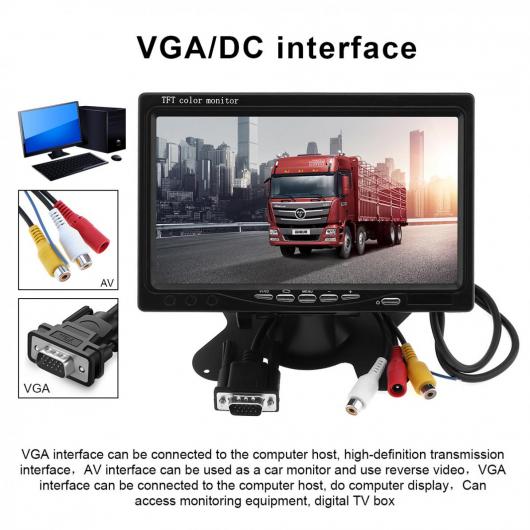 1024X600 7インチ 多機能 モニター ブライト カラー VGA インターフェース TFT LCD AV オート ビデオ プレーヤー AL-RR-7637 AL Car parts