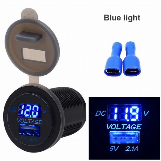 3 カラー /オートバイ シガーソケット チャージャー ABS オート ソケット チャージャー+LED デジタル 電圧計 メーター ブルー AL-RR-8151 AL Interior parts for cars