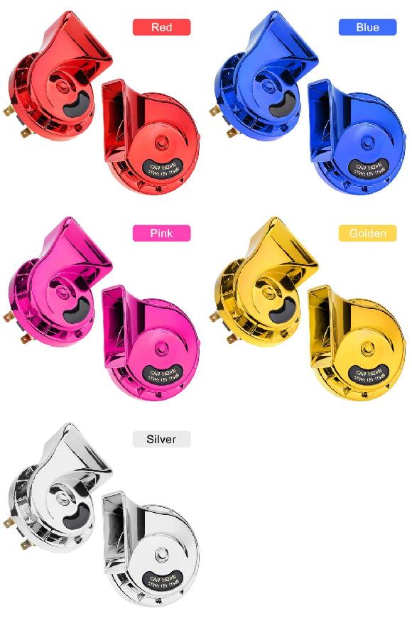 ユニバーサル 防水 118DB ツイン トランペット ハイ/ロー トーン 12V ホーン キット ブラケット 適用: /オートバイ レッド～シルバー AL-RR-8216 AL Car parts