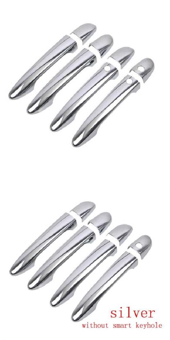 カーボンファイバー クローム ドア ハンドル カバー トリム 適用: マツダ ビアンテ 2008-2016 スタイリング アクセサリー シルバー 2ボタン・シルバー ボタンなし AL-RR-1912 Exterior parts for cars
