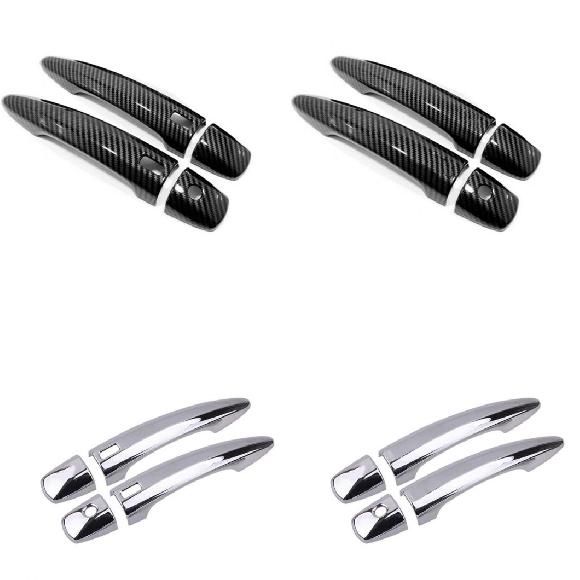 クローム カーボンファイバー ドア ハンドル カバー 適用: 日産 ジューク 2021 2022 2023 スタイリング アクセサリー ステッカー カーボン 2ボタン～シルバー ボタンなし AL-RR-1974 Car parts
