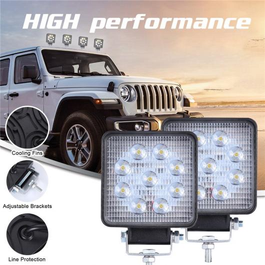2ピース 9LED フラッシュ スクエア ブライト ワーク ライト エマージェンシー ライト 90W ワーニング SUV トラック キャンプ ハイキング ワーク ライト AL-RR-8548 Car parts